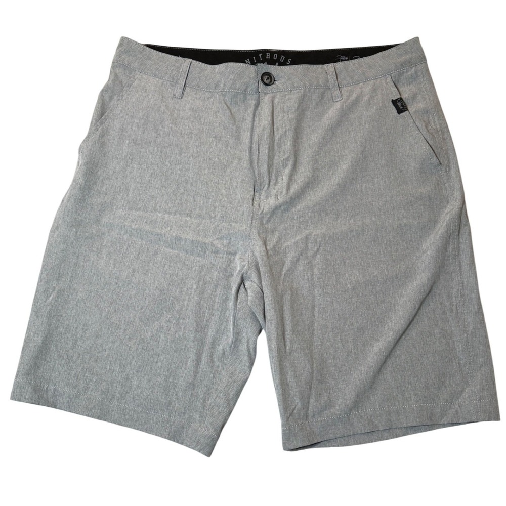 Nitrous Black Mens Stretch Hybrid Shorts Grey Heather TS000972M Size 34